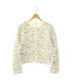 ラメツイードニットジャケット ノーカラージャケット 38 オフホワイト /DF ■OS