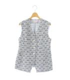 アナイ ANAYI 25SS ミックスツイードカーヴィージレ ベスト 36 ブルー /DF ■OS