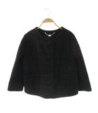 25年 ツイード バックワーズ レディ ジャケット ノーカラー ブラック /CX ■OS