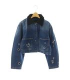 マークジェイコブス MARC JACOBS 26SS グロメット ユーティリティ ジャケット デニムジャケット Gジャン クロップド ダメージ加工 XS インディゴ 黒 /CX ■OS
