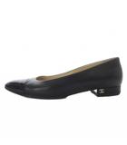 シャネル CHANEL パンプス ローヒール ココマーク レザー 37.5C ブラック G31321 /YO23