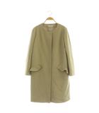 フォクシーニューヨーク FOXEY NEW YORK COLLECTION ダブルフェイスライトウェイトコーティングフラウンスポケットコート ロング ノーカラー 40 ベージュ 39682 /MY ■OS