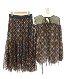 ヴィヴィアンタム VIVIENNE TAM セットアップ パワーネット カットソー フレアスカート ロング 40 42 マルチカラー /DF ■OS