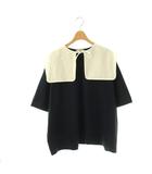 ヨリ yori フロッキードットカラーTee カットソー 半袖 F ネイビー ホワイト /DF ■OS
