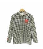 パーリーゲイツ PEARLY GATES ギンガムチェックモックネック長袖Tシャツ カットソー 4 ブラック ホワイト /DF ■OS
