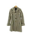 千鳥格子 ロングコート ステンカラーコート アウター 2 アイボリー ブラック /DF ■OS