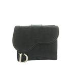 クリスチャンディオール Christian Dior トロッター サドル ロータスウォレット 財布 二つ折り 小銭入れ ロゴ柄 ジャガード 黒 /MI ■OS ■OH