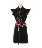 グッチ GUCCI フリルデザイン トレッチジャージー ワンピース ひざ丈 S ブラック 467507 /DF ■OS