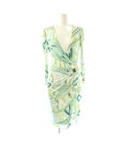 エミリオプッチ EMILIO PUCCI プッチ柄カシュクールワンピース 長袖 膝丈 I40 マルチカラー /DO ■OS