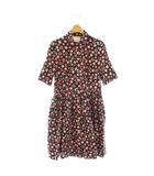 ケイトスペード KATE SPADE シャツワンピース 半袖 花柄 8 黒 ピンク /SY ■OS
