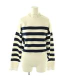 ナゴンスタンス nagonstans FRILL BORDER PULL OVER ニット セーター ボーダー 長袖 M 白 ホワイト /HS ■OS