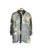 マックスマーラ MAX MARA シルク ボタニカルプリント シアーシャツ 七分袖 38 ネイビー /MY ■OS