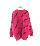 バレンシアガ BALENCIAGA WARDROBE ジャガードロゴクルーネックニット セーター 長袖 XS ピンク ブラック 657528 /DO ■OS