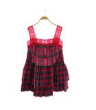 ホリデイ holiday KUMA LACE CHECK VOLUME MINI DRESS ワンピース チュニック ノースリーブ ONE SIZE レッド マルチカラー /ES ■OS ■SH