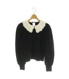 ルルウィルビー Loulou Willoughby 26SS フラワー衿付プルオーバー ニット カットソー 長袖 2 黒 白 /MI ■OS ■SH