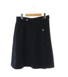 フォクシー FOXEY ウールカシミヤ ラップ風スカート フレア ミディ丈 40 ネイビー /HK ■OS
