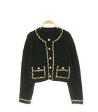 フォクシー FOXEY 44130 24年 Knit Jacket Bonheur ニットジャケット ノーカラー 40 ブラック ベージュ /ES ■OS