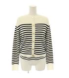 フォクシー FOXEY 43583 43584 cardigan RIVER アンサンブル ニット カーディガン 長袖 カットソー ノースリーブ ボーダー 38 白 黒 /NR ■OS