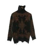 アメリヴィンテージ Ameri VINTAGE LAG OVER KNIT ニット セーター チュニック丈 ダメージ加工 F ブラック ブラウン /ES ■OS