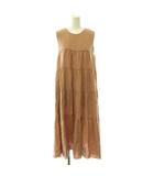 フォクシー FOXEY Dress Eze ティアードワンピース リネン ノースリーブ 38 ベージュ 42828 /CX ■OS