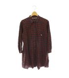 バーバリーブルーレーベル BURBERRY BLUE LABEL チェック チュニックシャツ 長袖 38 レッド ブラック /HK ■OS
