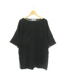 エブール ebure 半袖 Tシャツ カットソー ボートネック オーバーサイズ スリット 38 黒 /HS ■OS