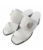 エルメス HERMES Cute Glenan キュート グレナン サンダル スクエアトゥ チャンキーヒール レザー 35 白 ホワイト 251210Z /BB ■SH