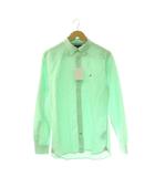 トミーヒルフィガー TOMMY HILFIGER LINEN COTTTON チェック シャツ 長袖 前開き リネン M ライトグリーン 白 /NR ■OS ■AD