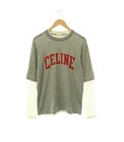 セリーヌ CELINE 25SS ロゴプリントレイヤーロングスリーブTシャツ カットソー 長袖 XS グレー ホワイト マルチカラー RX0AU671Q.09NP /DO ■OS