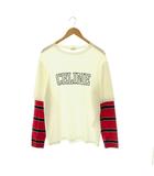 セリーヌ CELINE 25SS ロゴプリントレイヤーロングスリーブTシャツ カットソー 長袖 XS ホワイト ブラック レッド RX077671Q.FZT4 /DO ■OS