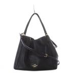 コーチ COACH ショルダーバッグ ハンドバッグ レザー 本革 黒 ブラック 2way ホーボーバッグ型 ロゴプレート 35983 /RI ■OS
