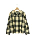 メルベイユアッシュ MERVEILLE H. ブロックチェックシャツ 長袖 プルオーバー リネン混 ブラック アイボリー /DO ■OS