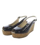 ジミーチュウ JIMMY CHOO サンダル ウエッジソール コルク パテントレザー 35 ブラック /YO9