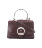 ジミーチュウ JIMMY CHOO CHERI ハンドバッグ ショルダーバッグ 2way ワインレッド ビジュー装飾 リザード /RI ■OS ■OH