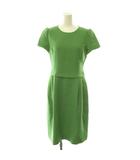 フォクシー FOXEY Dress Essence ワンピース ウール タック ミディ ひざ丈 半袖 38 ライトグリーン 40930 /HS ■OS