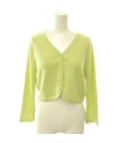 フォクシー FOXEY Cardigan Dallas カーディガン Vネック クロップド丈 ウール 長袖 38 黄緑 イエローグリーン 43805 /HS ■OS