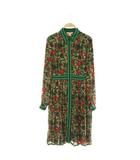 ブルックスブラザーズ BROOKS BROTHERS Red Fleece 花柄 シャツワンピース ロング 長袖 比翼ボタン 2 グリーン /MY ■OS