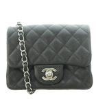 シャネル CHANEL ミニマトラッセ17 キャビアスキン シングルフラップ チェーン ラムスキン ショルダーバッグ ココマーク ロゴ 黒 ブラック シルバーカラー A35200 /BB ■OH