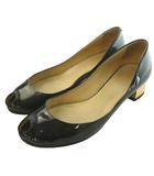 グッチ GUCCI オープントゥパンプス エナメル 35.5 黒 ブラック /SS ■OS