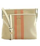 コーチ COACH ヴァーシティ ストライプ ファイル バッグ キャンバス レザー ベージュ オレンジ F73157 /SS ■OS