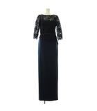 タダシショージ TADASHI SHOJI フラワーエンブロイダリーメッシュベルテッドロングドレス 0 紺 ネイビー /SY ■OS