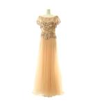 タダシショージ TADASHI SHOJI スパンコール ボリュームチュール ロングドレス 0 ピンクベージュ /CX ■OS ■SH