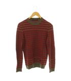 ルイヴィトン LOUIS VUITTON 15AW レザーパッチ ウールチェッククルーネック ニット セーター プルオーバー S カーキ マルチカラー RM152M /CX ■OS
