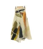 アメリヴィンテージ Ameri VINTAGE LOUISE ART SKIRT フレアスカート 総柄 S ライトグレージュ マルチカラー /ES ■OS