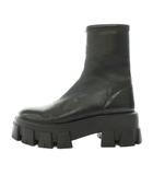 プラダ PRADA Monolith stretch nappa leather booties モノリスストレッチナッパレザーブーツ ショート 厚底 タンクソール ワンカラー 36.5 黒 ブラック 1U117O /BB ■SH