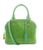 ルイヴィトン LOUIS VUITTON ヴェルニ アルマ モノグラム PM サッチェルバッグ 2WAY ハンド ショルダー ロゴ エンボス加工 MI1102 緑 グリーン ゴールドカラー /BB ■OH