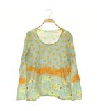 シェリーラファム Cherir la femme 総柄 カットソー 長袖 レース コットン M ミント /MY ■OS