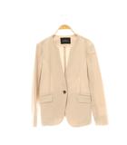 グリーンレーベルリラクシング ユナイテッドアローズ green label relaxing ラウンドVネック ジャケット ノーカラー 薄手 42 スモークピンク /CX ■OS
