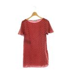 プラダ PRADA 総柄ブラウス 半袖 プルオーバー シルク 40 ボルドー ホワイト /DO ■OS