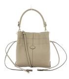 トッズ TOD'S Di ディーアイ ドローストリングバッグ 2WAY ハンド ワンハンドル ショルダー 巾着型 フルグレインレザー ロゴ グレー /BB